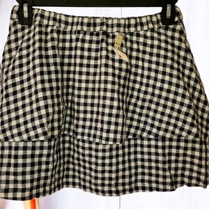 NWT Madewell Blue Gingham Tier Mini Skirt sz S Linen cotton blend